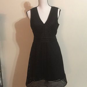 J Crew dress sz 6 black ribbed lace a line new